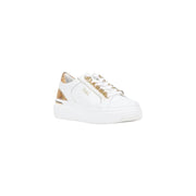 Alviero Martini Prima Classe white platform sneakers with gold chain laces