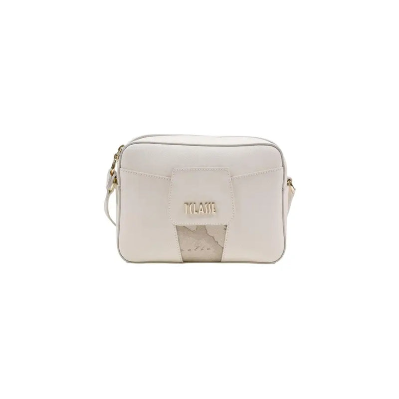 Alviero Martini Prima Classe cream klaus crossbody bag with textured leather finish and gold tone hardware