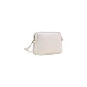 Cream-colored Alviero Martini Prima Classe rectangular crossbody bag with smooth matte finish and gold-tone zipper