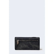 Alviero Martini Prima Classe womens black marbled wallet with silver zipper
