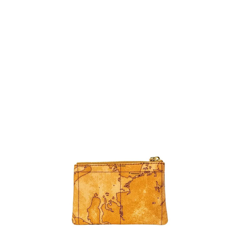 Alviero martini prima classe women leather bag beige small featuring a compact mustard-yellow leather coin pouch with vintage map print and gold zipper