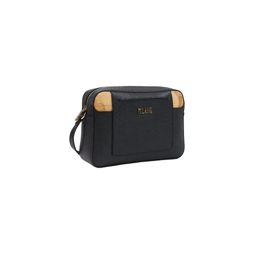 Sac bandoulière femme Alviero Martini Prima Classe en cuir noir, style mala, avec détails en liège beige et finitions dorées.