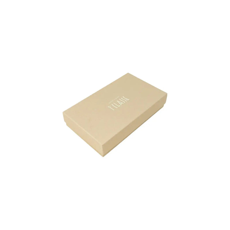 Coffret cadeau rectangulaire beige avec logo discret tclane pour portefeuille femme Alviero Martini Prima Classe en cuir blanc L15