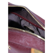 Alviero Martini women bag bordeaux pvc with burgundy textured leather gold zippers and dark gray interior lining