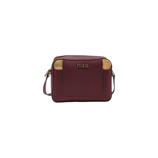Sac bandoulière Alviero Martini pour femme, en PVC bordeaux texturé avec détails dorés à motif carte.
