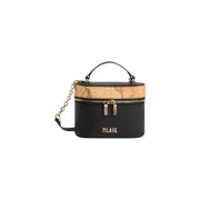 Alviero Martini women handbag black pvc 20cm clutch bag with black and tan map pattern and gold-tone hardware