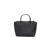 Black textured leather tote bag with rounded top handles alviero martini women handbag black pvc w39cm