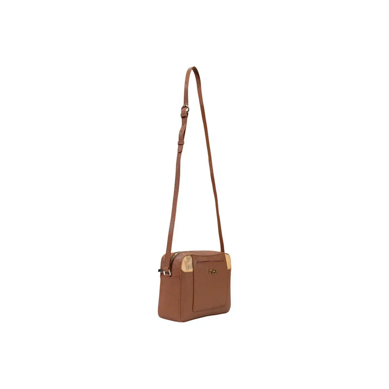 Alviero Martini women shoulder bag brown polyurethane tan leather crossbody with gold-tone hardware and subtle logo front