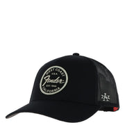 Casquette trucker Black American Needle Men en coton mesh avec logo brodé blanc et empiècement arrière en mesh (vue de dos)