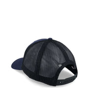 Casquette American Needle pour homme en coton imprimé bleu, en maille noire avec visière et calotte bleu marine, idéale pour un style décontracté.