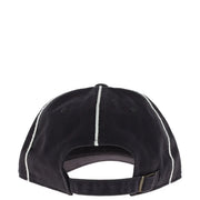 Casquette noire américaine pour homme, en coton, taille unique, avec surpiqûres blanches et fermeture par sangle en tissu.