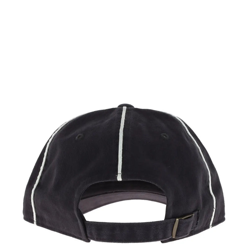 Casquette noire américaine pour homme, en coton, taille unique, avec surpiqûres blanches et fermeture par sangle en tissu.