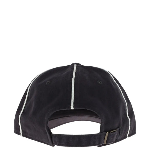 Casquette noire américaine pour homme, en coton, taille unique, avec surpiqûres blanches et fermeture par sangle en tissu.