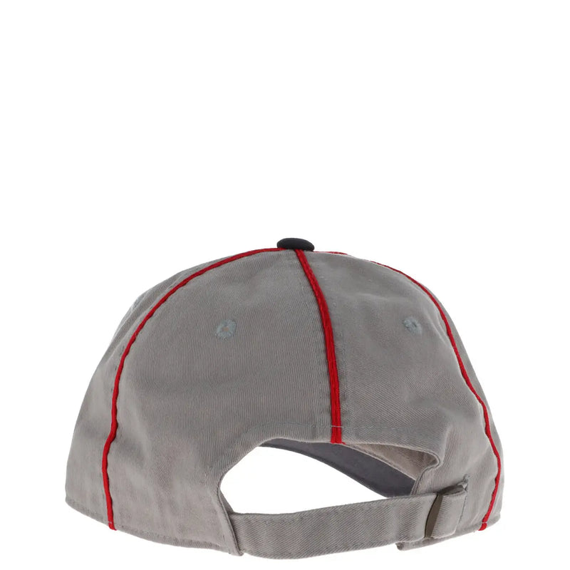 Casquette de baseball grise en coton de la marque American Needle pour homme, avec surpiqûres rouges et bouton noir. top modèle smu714a