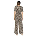 Animal print jumpsuit with tie waist, stylish and trendy fashion outfit
