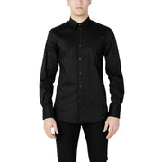 Antony Morato black slim fit men’s formal long-sleeve button-down shirt with crisp collar and subtle texture