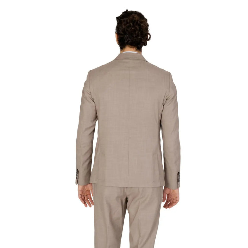 Antony Morato men beige tailored viscose blend blazer jacket with subtle texture and structured shoulders