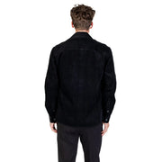 Antony Morato men black cotton blazer with round neck classic collar and buttoned cuffs in corduroy fabric