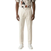 Antony Morato Pantalon en coton et lin noir pour homme, coupe ajustée, présenté ici comme un pantalon chino plissé couleur crème.