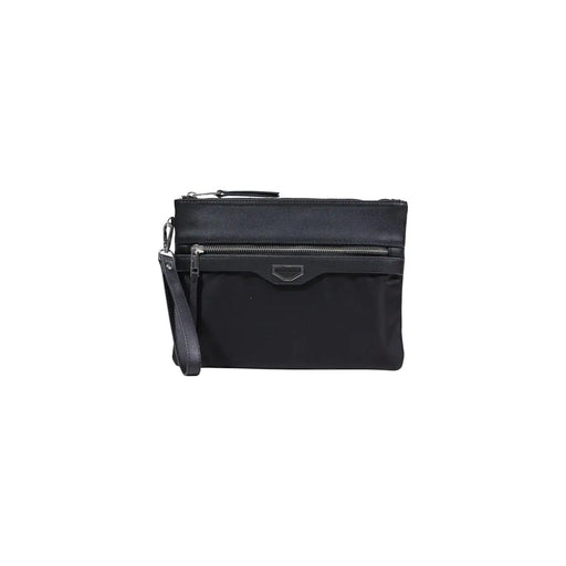 Antony Morato Pochette pour homme en cuir noir et nylon, avec double fermeture éclair et design minimaliste, dimensions 18 x 7 x 7 cm
