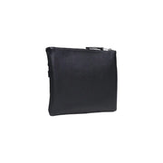 Antony Morato Sac à main homme noir en polyamide avec fermeture éclair et pochette en cuir texturé, dimensions 18 x 7 x 7 cm (vue de face).