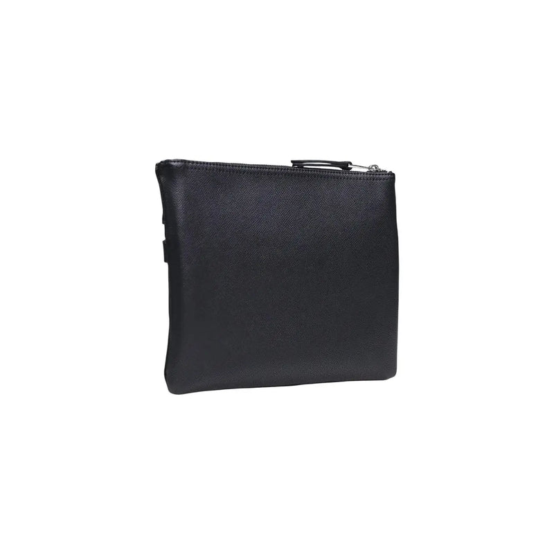 Antony Morato Sac à main homme noir en polyamide avec fermeture éclair et pochette en cuir texturé, dimensions 18 x 7 x 7 cm (vue de face).