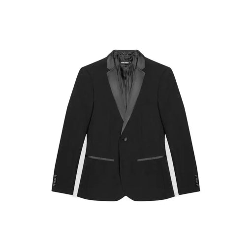 Veste de smoking Balenciaga noire avec revers et finitions en satin, coupe ajustée. antony morato pour hommes