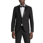 Antony Morato men black slim fit tuxedo jacket with satin lapels and single button closure blazer