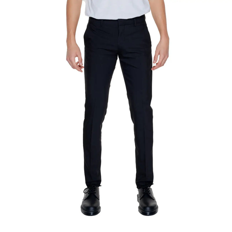 Antony Morato Pantalon noir pour homme, coupe ajustée, en polyester mélangé, avec plis discrets.