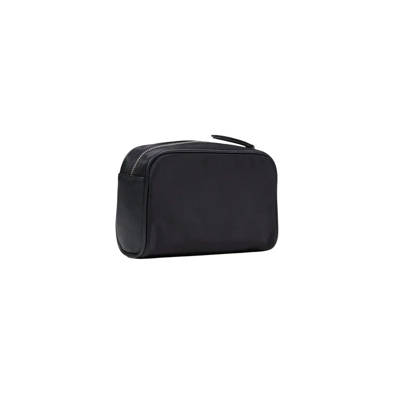 Antony Morato Trousse de toilette rectangulaire noire pour homme, fermeture éclair et panneau latéral texturé, 22 x 13 x 7 cm