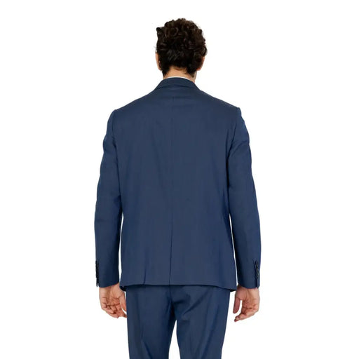 bleu marine Antony Morato Blazer pour homme en viscose à texture subtile, épaules structurées, coupe ajustée.