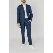 Navy blue pinstripe Antony Morato men blazer classic blue slim fit viscose with matching trousers front view