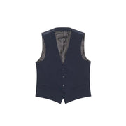 Antony Morato Gilet sans manches bleu pour homme, coupe cintrée, à boutons, doublure à motif discret et boutons noirs.