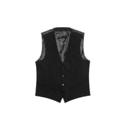 Antony Morato Gilet sans manches pour homme, bleu, en tissu noir élégant avec doublure en satin rayé et cinq boutons assortis.