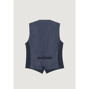 Antony Morato Gilet sans manches bleu marine à boutons pour homme, vu de dos, en tissu bleu marine avec empiècements latéraux noirs.