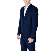 Antony Morato Veste blazer pour homme en polyester bleu marine à fines rayures bleu marine et fermeture à un bouton noir.