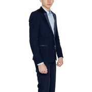 Antony Morato Veste de smoking bleu marine pour homme avec revers en satin et pantalon assorti de style blazer long