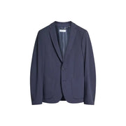 Antony Morato Veste blazer bleu homme en polyamide, coupe ajustée, légèrement brillante, deux poches à rabat et finitions soignées.
