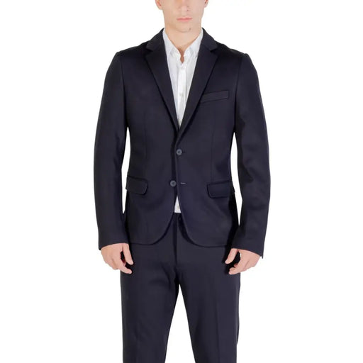 bleu marine Antony Morato Blazer homme en viscose mélangée, coupe ajustée, revers crantés et deux boutons sur le devant