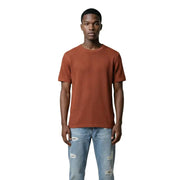 Antony Morato men cotton rust-colored ribbed knit short-sleeve t-shirt with round neck in beige shade