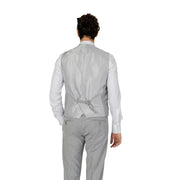 Antony morato Gilet sans manches gris uni en satin pour homme, boutonné, dos nu, boucle de ceinture assortie et subtilement brillant.