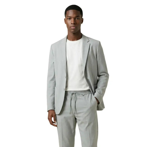 Gris clair Antony Morato Blazer pour homme en polyester, fermeture à un bouton et revers crantés, coupe adaptée aux occasions formelles.