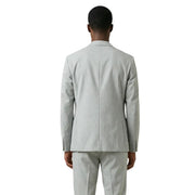 Antony morato men grey polyester v neck lapel blazer with light gray tailored texture and clean structured lines
