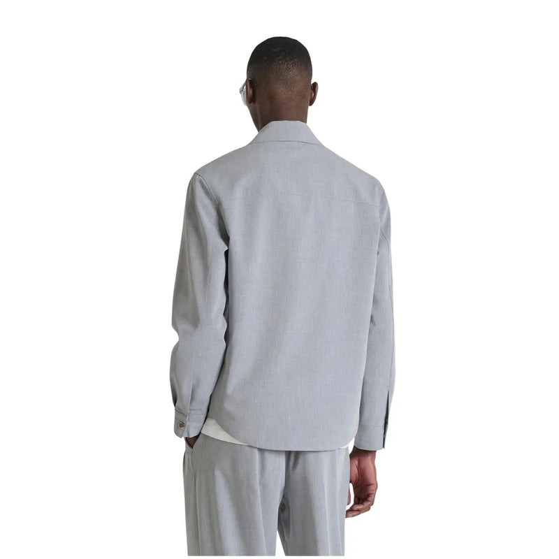 Antony Morato Chemise grise à manches longues pour homme, col rond, avec une veste structurée gris clair à la texture subtile