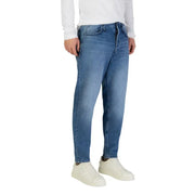 Antony Morato Jean homme bleu Doris, coupe ample cheville, en coton, délavage délavé, coutures classiques, passants de ceinture