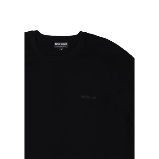 Antony morato Pull en maille noire pour homme, col rond, manches longues et logo brodé discret.