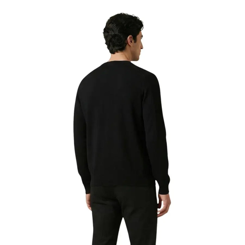 Antony Morato Pull en maille noire pour homme, manches longues, col rond, en coton, texture tricotée lisse et ajustée
