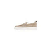 Mocassin en daim beige à enfiler avec semelle en caoutchouc blanc et bride métallique à logo de Antony Morato chaussures mocassins en cuir pour hommes