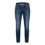 Antony morato Jean Ozzy pour homme, coupe fuselée, en denim bleu foncé, coupe slim et délavage subtil.