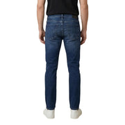 coton bleu foncé antony morato Jean Ozzy pour homme, coupe fuselée, vu de dos, avec une coupe slim et des poches classiques.